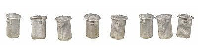The N Scale Architect 20049 HO Scale Trash Cans and Lids pkg(8)