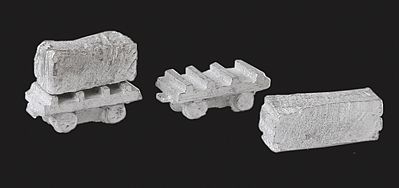 The N Scale Architect 20066 N Scale Block Wagons w/Stone Block Loads - Kit (Cast Metal) -- Unpainted pkg(2)