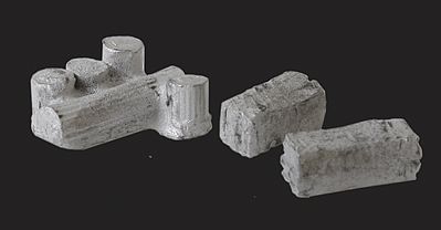 The N Scale Architect 20068 N Scale Stone Columns & Block Stacks - Kit (Cast Metal) -- Unpainted pkg(3)