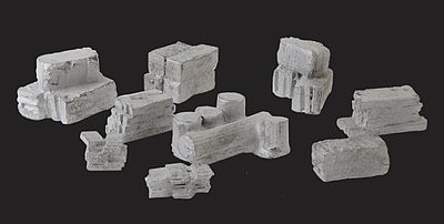 The N Scale Architect 20072 N Scale Stone Columns, Blocks, Slabs & Slate Stack Assortment - Kit (Cast Metal) -- 9 Different Stacks