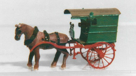 The N Scale Architect 20105 N Scale Buggy Horses with Harness -- Unpainted Metal Castings pkg(4)