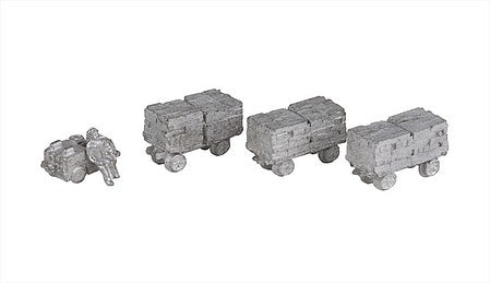 The N Scale Architect 20112 N Scale Brick Cart Train - Cast-Metal Kit -- Critter Locomotive, Driver, 3 Cars (unpainted)