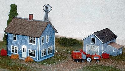 The N Scale Architect 30007 Z Scale Nansen Street Models - Division of N Scale Architect -- Farm House, Carriage Shed & Windmill Box Set