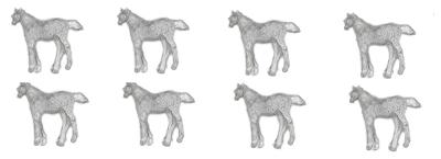 The N Scale Architect 30019 Z Scale Nanse Street Models - Division of N Scale Architect - Unpainted Metal Castings -- Horses pkg(10)