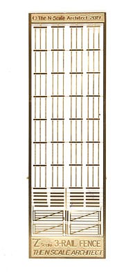 The N Scale Architect 61075 Z Scale 3-Rail Corral Fence with Gates and Posts -- Etched-Brass Kit, 240 Scale Feet Total