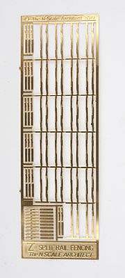 The N Scale Architect 61076 Z Scale Split Rail Fence with Wood Bark Texture and 3D Posts -- Etched-Brass Kit, 240 Scale Feet Total