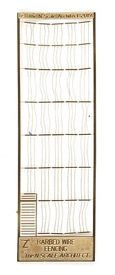 The N Scale Architect 61077 Z Scale 3-Strand Barbed Wire Fence with Ultra Fine Wire and Posts -- Etched-Brass Kit, 240 Scale Feet Total
