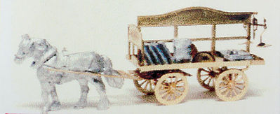 The N Scale Architect 90022 Z Scale Shire Scenes Horse-Drawn Wagon w/Horse & Lamp Jewels - Kit (Etched Metal) -- Peddler's Wagon