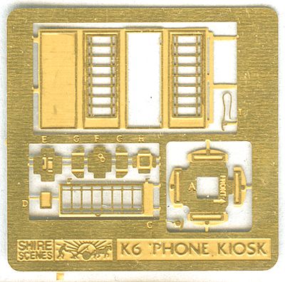 The N Scale Architect 90045 Z Scale Shire Scenes Telephone Booth w/Interior - Kit (Etched Metal) -- Classic British pkg(2)