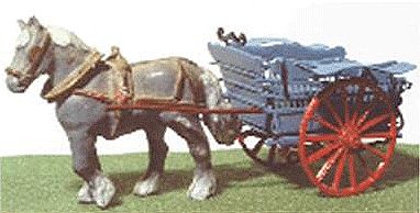The N Scale Architect 96633 N Scale Shire Scenes Horse-Drawn Wagon w/Horse & Lamp Jewels - Kit (Etched Metal) -- Market Cart