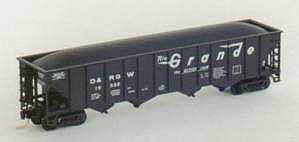 Trainworx 240126 N Scale 100-Ton 4-Bay (Quad) Hopper with Coal Load - Ready to Run -- Denver & Rio Grande Western 19676 (black, white, Action Road Slogan)