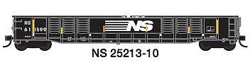 Trainworx 2521310 N Scale 52'6" Corrugated Gondola - Ready to Run -- Norfolk Southern 4 (ex-PC, black, white, yellow conspicuity marks)
