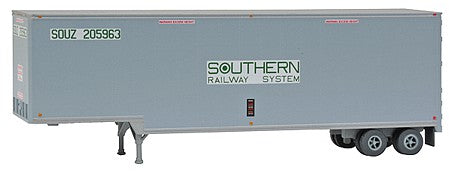 Trainworx 4033505 N Scale 40' Hi-Cube Drop-Frame Van Semi Trailer - Assembled -- Southern Railway SOUZ #205963 (gray, white, green Lettering)