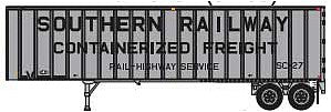 Trainworx 4033509 N Scale Flexi-Van 40' Exterior-Post Semi Trailer - Assembled -- Southern Railway (silver, black, Billboard Lettering)