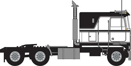 Trainworx 41055 N Scale 1970s Kenworth K100 Potomac Tractor w/VIT Flat-Top Sleeper Cab - Assembled -- Black, White