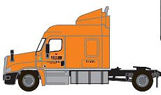 Trainworx 4258501 N Scale Freightliner Cascadia Mid-Roof Tractor - Assembled -- Yellow 1 (orange, narrow lettering logo)