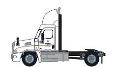 Trainworx 4259005 N Scale Freightliner Cascadia Raised-Roof 2-Axle Semi Tractor - Assembled -- YRC Freight 1 (white, orange, blue)