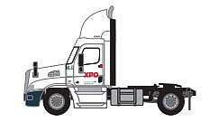 Trainworx 4259102 N Scale Freightliner Cascadia Raised-Roof 2-Axle Semi Tractor - Assembled -- XPO Logistics 2 (white, red)