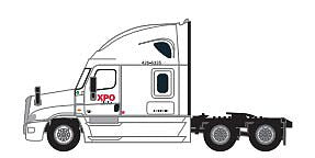 Trainworx 4259103 N Scale Freightliner Cascadia Raised-Roof 3-Axle Semi Tractor - Assembled -- XPO Logistics 3 (white, red)