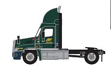 Trainworx 4259305 N Scale Freightliner Cascadia Raised-Roof 2-Axle Semi Tractor - Assembled -- ABF 2 (green, gray, yellow, ABF Freight Logo)