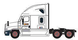 Trainworx 4259406 N Scale Freightliner Cascadia Raised-Roof 3-Axle Semi Tractor - Assembled -- Estes 1 (white, red)