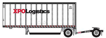 Trainworx 4289103 N Scale 28' Pup Van Trailer with Converter Dolly - Assembled -- XPO Logistics 3 (white, red)