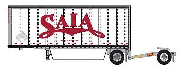 Trainworx 4289202 N Scale 28' Pup Van Trailer with Converter Dolly - Assembled -- Saia 2 (white, red)