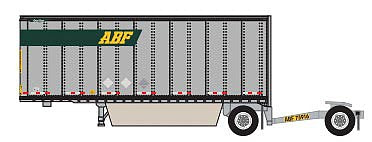 Trainworx 4289303 N Scale 28' Pup Van Trailer with Converter Dolly - Assembled -- ABF 3 (gray, green, yellow, Logo in Upper Front)