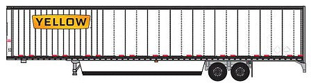 Trainworx 4538506 N Scale Hyundai 53' Dry Van Semi Trailer with Skirts - Assembled -- Yellow 3 (white, orange, Wide Lettering Logo)