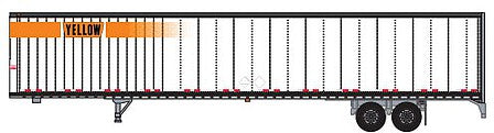 Trainworx 4538507 N Scale Hyundai 53' Dry Van Semi Trailer - Assembled -- Yellow 1 (white, orange stripe, Narrow Lettering Logo)