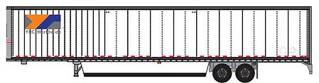 Trainworx 4539002 N Scale Hyundai 53' Dry Van Semi Trailer - Assembled -- YRC Worldwide 2 (white, orange, blue, gray)
