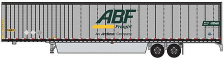 Trainworx 4539305 N Scale Hyundai 53' Dry Van Semi Trailer with Skirts - Assembled -- ABF Freight 2 (gray, green, yellow, Large Centered Logo)