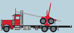 Trainworx 47983 N Scale Peterbilt 379 Log Truck with Trailer - Assembled -- Red, Black