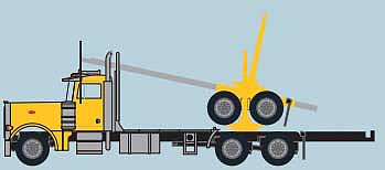 Trainworx 47985 N Scale Peterbilt 379 Log Truck with Trailer - Assembled -- Yellow, Black