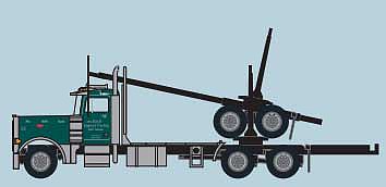 Trainworx 47986 N Scale Peterbilt 379 Log Truck with Trailer - Assembled -- Koch Logging (green, black)