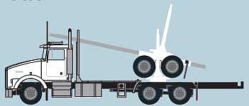 Trainworx 48082 N Scale Kenworth T800 Log Truck with Trailer - Assembled -- White, Black