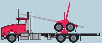 Trainworx 48083 N Scale Kenworth T800 Log Truck with Trailer - Assembled -- Red, Black