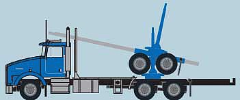 Trainworx 48084 N Scale Kenworth T800 Log Truck with Trailer - Assembled -- Blue, Black