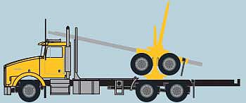 Trainworx 48085 N Scale Kenworth T800 Log Truck with Trailer - Assembled -- Yellow, Black