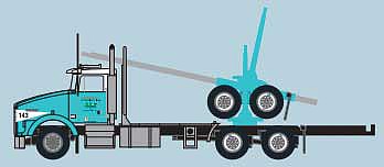 Trainworx 48088 N Scale Kenworth T800 Log Truck with Trailer - Assembled -- Robinson (teal, white)
