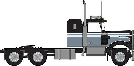 Trainworx 49031 N Scale 1970s Kenworth W900 Seminole Tractor w/36" Sleeper Cab - Assembled -- Black Gray