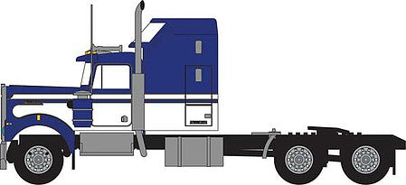 Trainworx 49044 N Scale 1970s Kenworth W900 Seminole Tractor w/60" VIT Aerodyne Sleeper Cab - Assem -- Blue, White