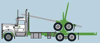 Trainworx 49080 N Scale Kenworth W900 Log Truck with Trailer - Assembled -- Boise Cascade (green, white)