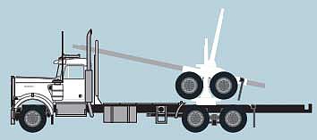Trainworx 49082 N Scale Kenworth W900 Log Truck with Trailer - Assembled -- White, Black