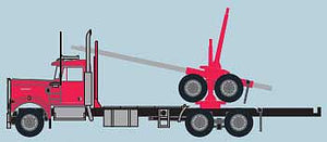 Trainworx 49083 N Scale Kenworth W900 Log Truck with Trailer - Assembled -- Red, Black