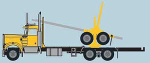 Trainworx 49085 N Scale Kenworth W900 Log Truck with Trailer - Assembled -- Yellow, Black