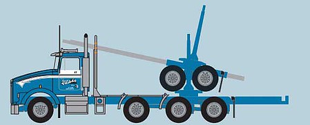 Trainworx 58002 N Scale 4-Axle Log Truck with Trailer - Assembled -- Gene Whittaker 1 (white, light blue)