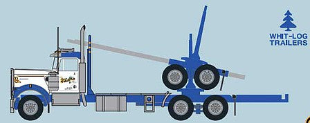Trainworx 59002 N Scale 3-Axle Log Truck with Trailer - Assembled -- Gene Whittaker 2 (dark blue, white)