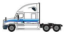 Trainworx 6254801 N Scale 2000s Freightliner Cascadia Raised Roof Tractor - Assembled -- Marten (2007, white, blue)