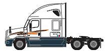 Trainworx 6256401 N Scale 2000s Freightliner Cascadia Raised Roof Tractor - Assembled -- Schneider (2007, white, orange)